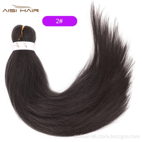Aisi Hair Best Selling Wholesale Solid Color Jumbo Easy Fiber Pre Stretched For Women Synthetic Crochet Braiding Hair Extensions